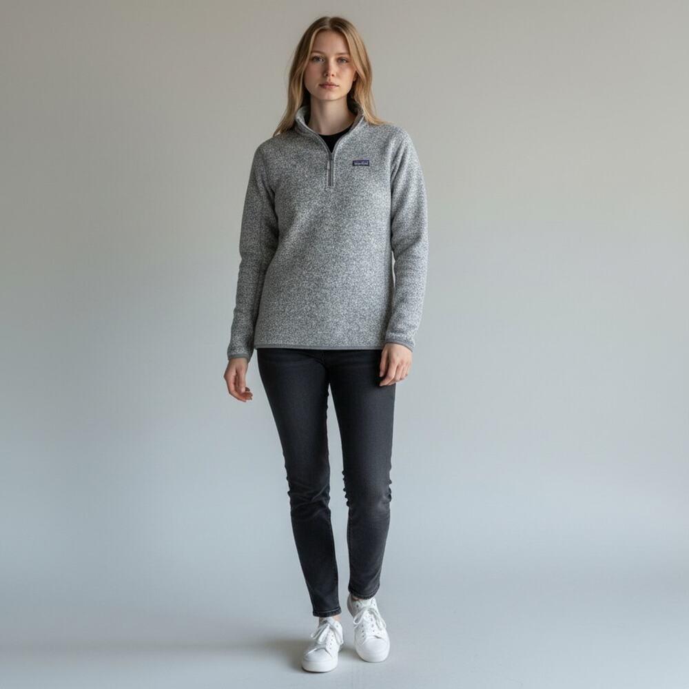 Patagonia Better Sweater 1/4 Zip Pullover Gray Large Women 25616 Recycled Fleece